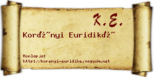 Korényi Euridiké névjegykártya